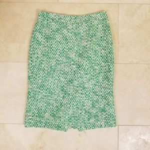 J Crew Green & Cream No. 2 Pencil Skirt, Size 0
